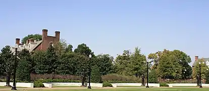 The "Coaches Walk" alongside the Walk of Champions in 2012. It features statues to prominent Crimson Tide football head coaches.