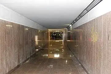 Inside the pedestrian underpass.