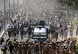 Picture Showing the Protest against the Sterlite CopperPlant, Thoothukudi stating the Ground Water is being polluted by the Copper Plant