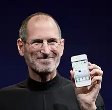 Image 5Apple co-founder and longtime leader Steve Jobs (pictured in 2010) led the introduction of many innovations in the computer, smartphone and digital music industries. (from Entrepreneurship)