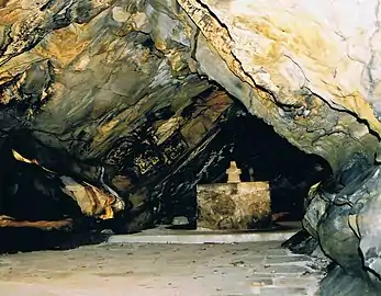 St Fillan's Cave showing internal structure and altar.