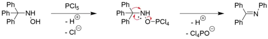 Stieglitz rearrangement of triaryl hydroxylamine