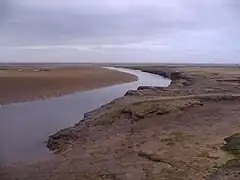  A medium shot of the mouth of the River Stiffkey at Stiffkey Salt Marsh