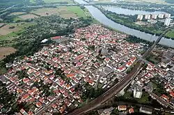 Aerial view of the town