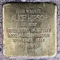 Stolperstein at Tauentzienstraße 7, commemorating the Hirsch family and Edith Seelig