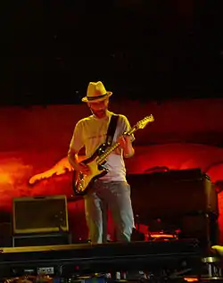 Stone Gossard on stage with Pearl Jam in Madrid, Spain on June 9, 2007.