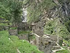 Terraces, house and cascade