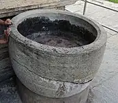 Stone vessel at Vaidyeshwara temple, Talakadu