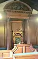 Stonebow, Lincoln. Mayor's chair with canopy and arms of George II