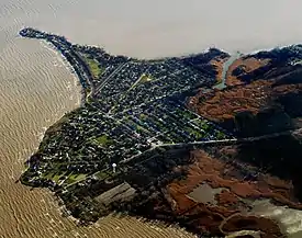 Stony Point from the air, looking southwest.