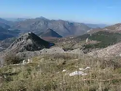 Panoramic photograph of wider area of Klobuk fortress near Trebinje