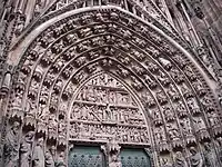 Archivolts surrounding a tympanum of the west façade, Strasbourg Cathedral, France