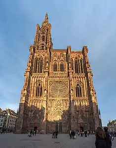 West façade and rose window of Strasbourg Cathedral, begun in 1277