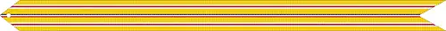 yellow streamer with three red and white stripes