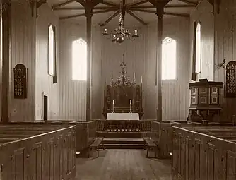 Interior view of the 2nd church (c. 1930)