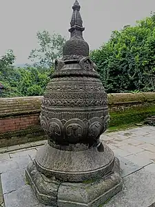 Beautifully carved stupa structure behind Bajrayogini temple