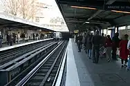 Line 1 platforms, with the dismantled island platform in the left (eastbound view)