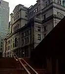 The south side of the Suffolk County Courthouse as viewed from the Tremont Street steps