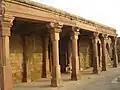 Colonnade inside Sultan Ghari has different sized bottom slabs of the octagonal