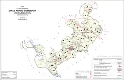 Map showing Sarai Manihar (#878) in Sumerpur CD block