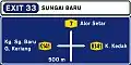 3-way intersection derictional sign with exit number (1000 m)