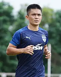 Chhetri wearing Bengaluru FC training kit.