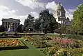 Sunken garden outside the conservatory (looking south towards Insurance Building and State Capitol)