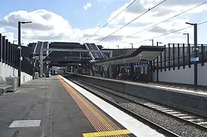 Northbound view from Sunshine platform 2 facing towards platform 1