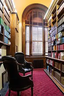 Shelves of law reports within the Supreme Court Library.