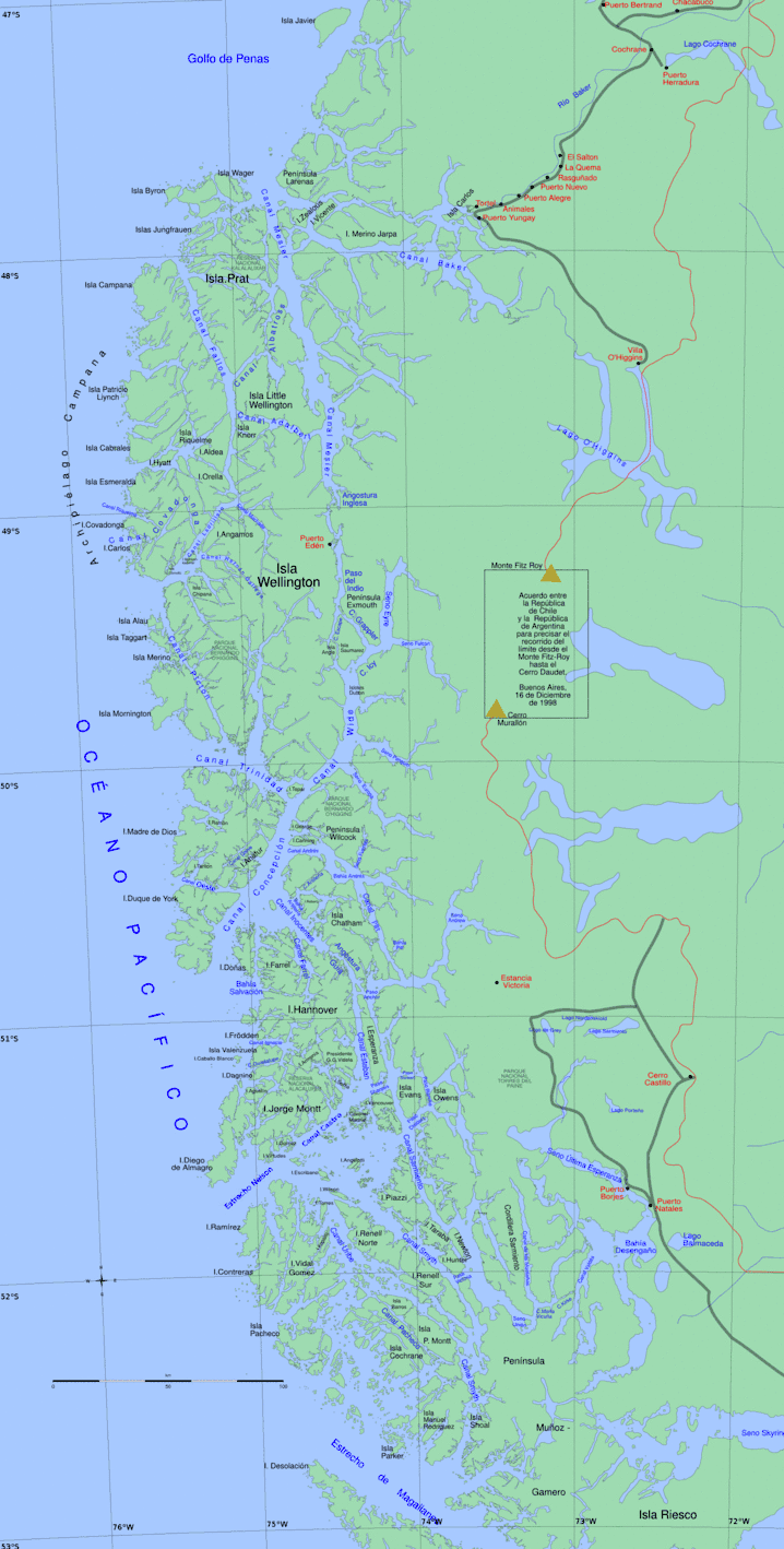 Map of the Chilean zone