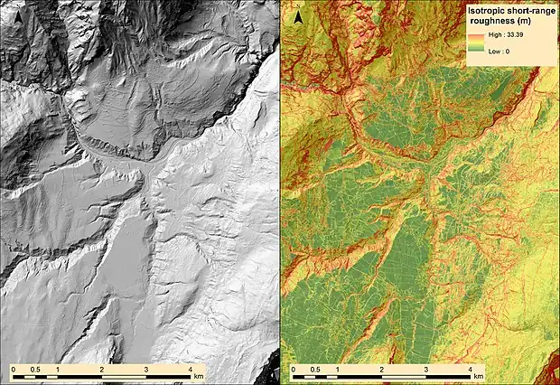 Short-range surface roughness for an alpine area