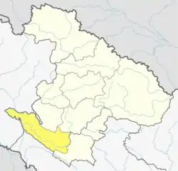 Location of Surkhet District (dark yellow) in Karnali