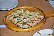 A different kind of "sushi pizza" from a restaurant in Hawaii