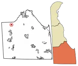 Location of Greenwood in Sussex County, Delaware.