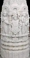 Pillar carving depicting Swaminarayan and Paramhansas