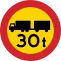 No vehicles or combination of vehicles exceeding weight shown