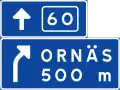 Advance direction sign exit ahead from other road than motorway or expressway