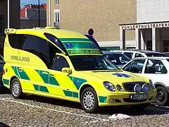 Swedish Ambulance which meets the colour and livery standards: note the similarities.