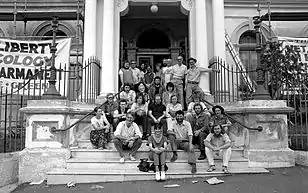 Members of the newly launched Greens NSW party on the front steps in August 1984.