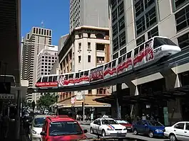 Sydney monorail above Liverpool Street before it was taken down