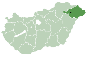 Location of Szabolcs-Szatmar-Bereg county in Hungary.