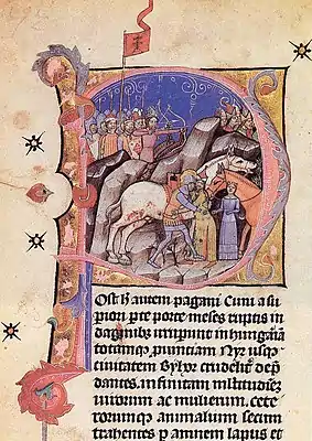 Chronicon Pictum, Hungarian, Hungary, King Saint Ladislaus, Cuman, battle, duel, fight, kidnapping, girl, medieval, chronicle, book, illumination, illustration, history