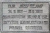 Plaque in memory of maj. Józef Szlamp