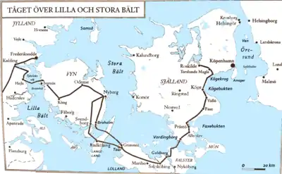 Map showing the campaign across the Little and Great Belts.