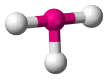 Skeletal model of a planar molecule with a central atom (iodine) symmetrically bonded to three (chlorine) atoms to form a big right-angled 2