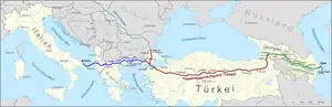 Image 33Example of energy policy decisions: The goal of the Southern Gas Corridor, which connects the giant Shah Deniz gas field in Azerbaijan to Europe, is to reduce Europe's dependency on Russian gas. (from Energy policy)