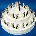 Favor Cake for wedding, with 40 carton boxes and figurines of bride & groom