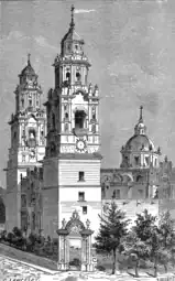 Cathedral of Morelia in 1889 by Susan Hale.