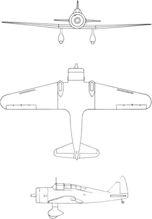 3-view drawing of the Tachikawa Ki-55