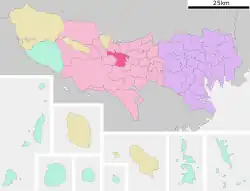 Location of Tachikawa in Tokyo